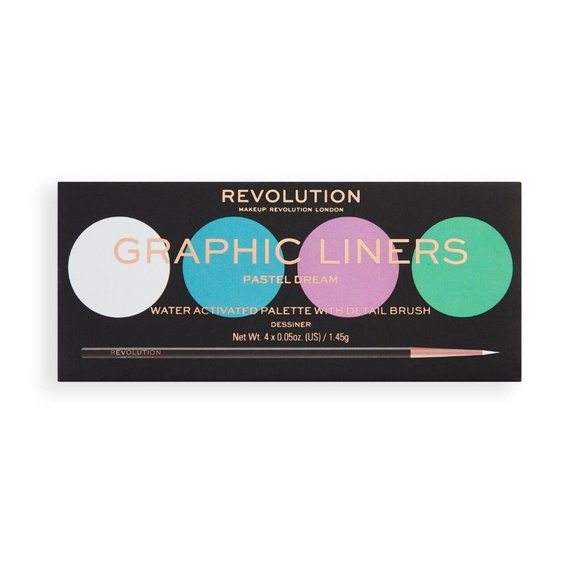 Makeup Revolution Other - Makeup Revolution WaterActivated Graphic Liner Palette Pastel Dream Detail Brush
